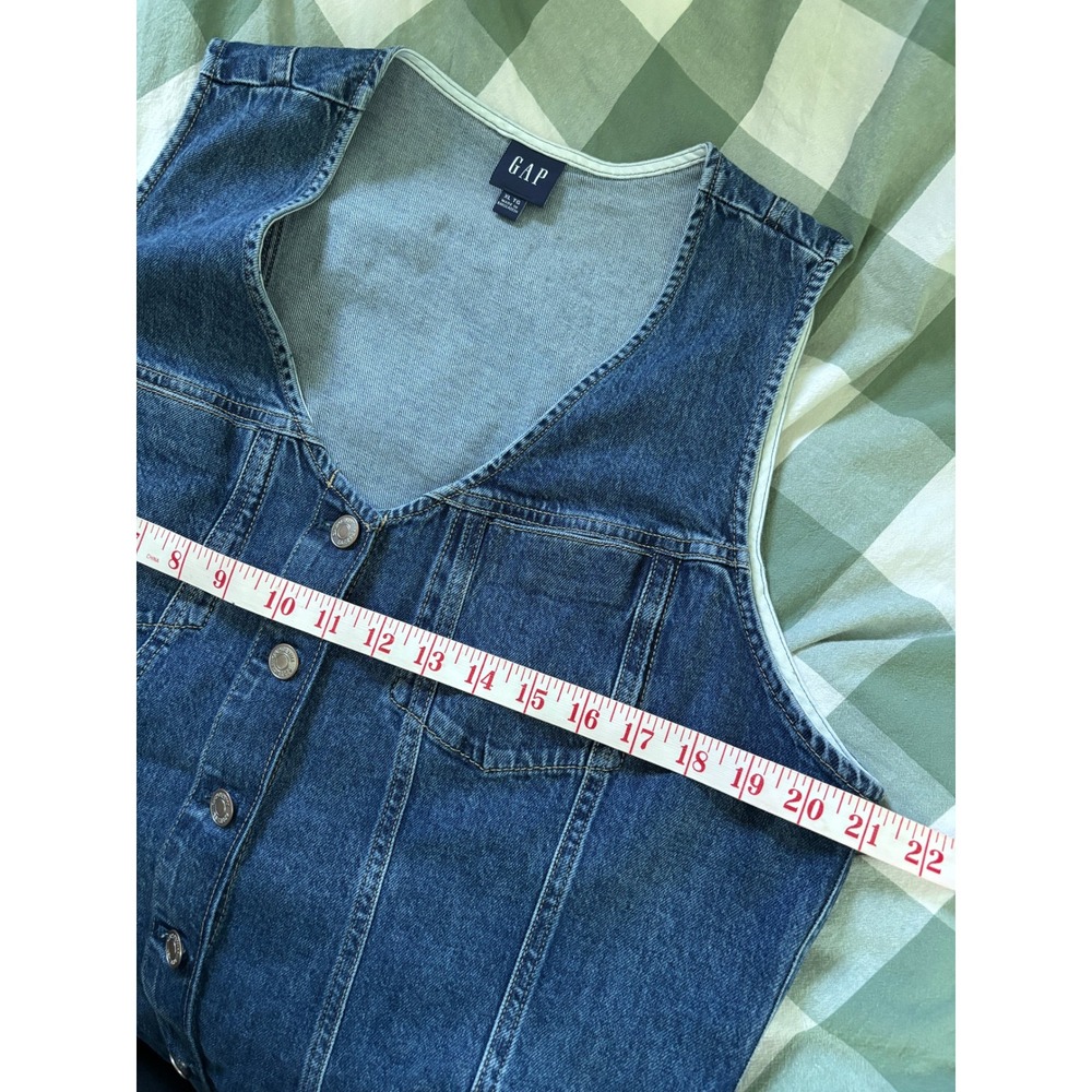 Gap Denim Tie Belt Button Front Maxi Dress Womens XL Dark Wash V-neck Denim - Picture 7 of 10